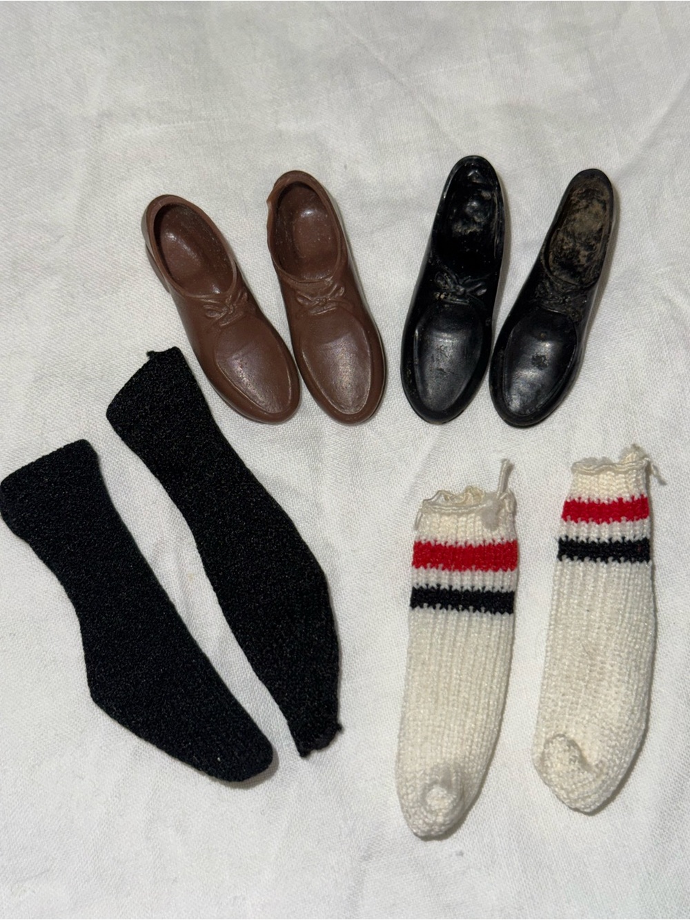 Vintage Ken Barbie Doll Shoes & Socks- Brown & Black Shoes and Socks Lot